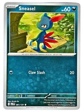 Sneasel 061/131 Common Normal Prismatic Evolutions Pokemon Card